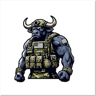 Tactical Minotaur Power Tee: Where Mythical Might Meets Modern Strength Posters and Art